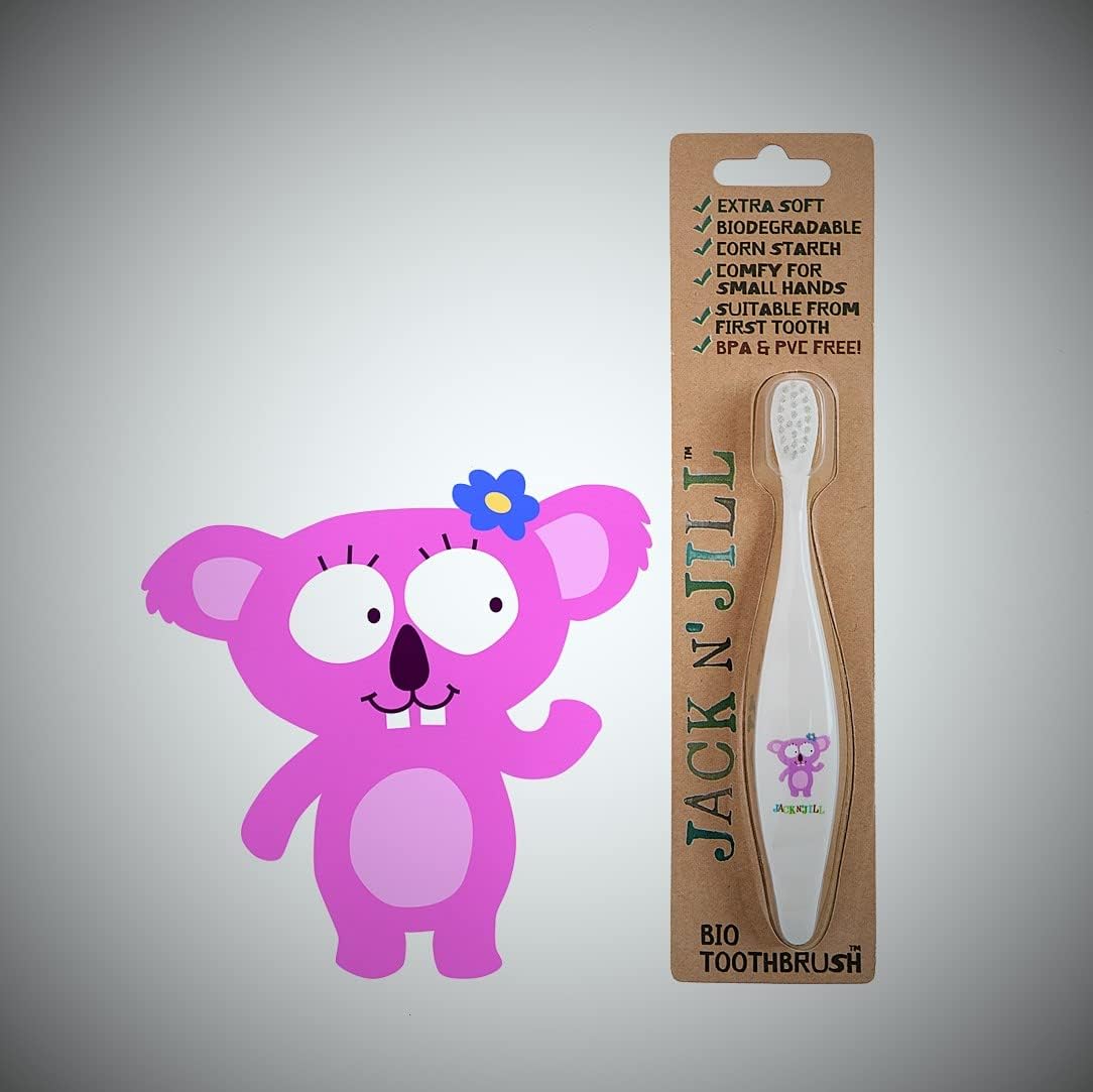 Jack N' Jill Kids Toothbrush - Extra Soft Bristle Toothbrush for Kids, Handle & Packaging Made from Plants (Corn), Ergonomic Handle for Little Hands - Koala Baby, Toddler, & Kids Toothbrush (1 pack) : Health & Household