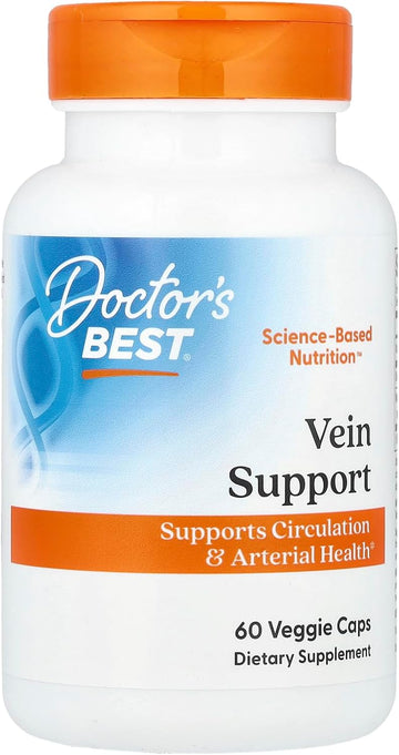Doctors Best Vein Support, Supports Circulation & Arterial Health, Non-Gmo, Gluten Free, Soy Free, Vegan 60 Veggie Caps