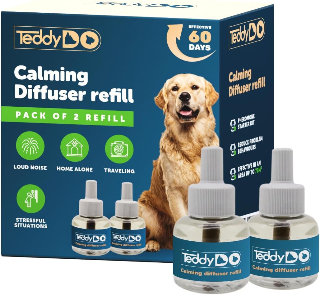 TeddyDo Calming Diffuser Refill for Dogs| Pack of Two| 60 Days Kit | Comfort, Calming and Relax Anxious Dog and Other Problematic Behaviors | 2x48 ml |