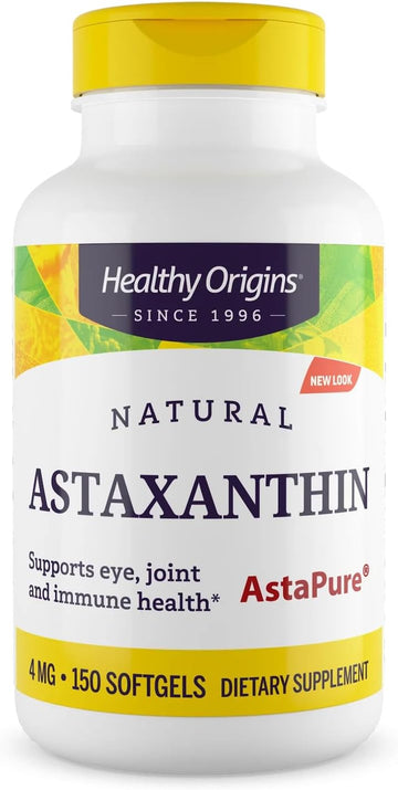 Healthy Origins Astaxanthin 4 Mg (Natural, Astapure, Non-Gmo, Gluten Free, Eye Support, Joint Support, Immune Support), 150 Softgels