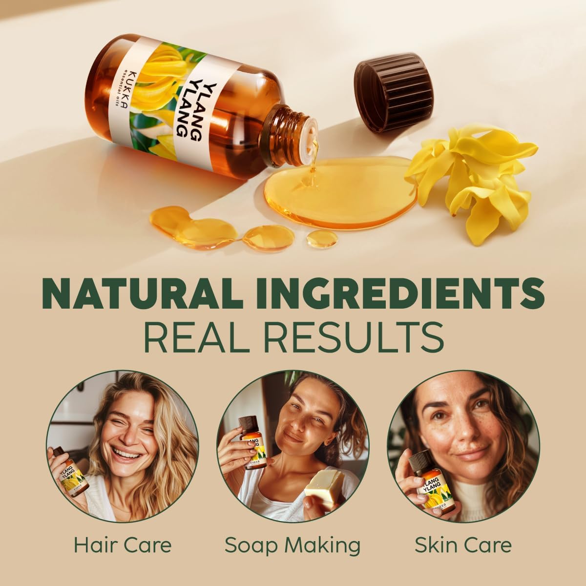 Kukka Ylang-Ylang Essential Oil - 100% Pure Natural Ylang Ylang Oil for Skin Hair & Diffuser - Premium Quality Ylang Ylang Essential Oil for Aromatherapy Soap Making Scent & DIY (0.34 Fl Oz) : Health & Household