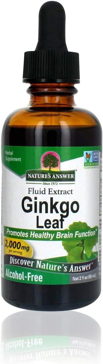 Nature'S Answer Alcohol-Free Ginkgo Leaf 2000Mg 2 Extract | Stimulates Memory, Mood & Concentration | Gluten-Free, Kosher Certified & No Preservatives | Single Count