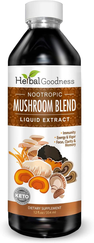 Mushroom Blend 12oz - Lions Mane Liquid Mushroom Supplement - Nootropic Mushroom Extract - Immune Support, Joint Health Support, Nootropic Health, Dynamic Brain