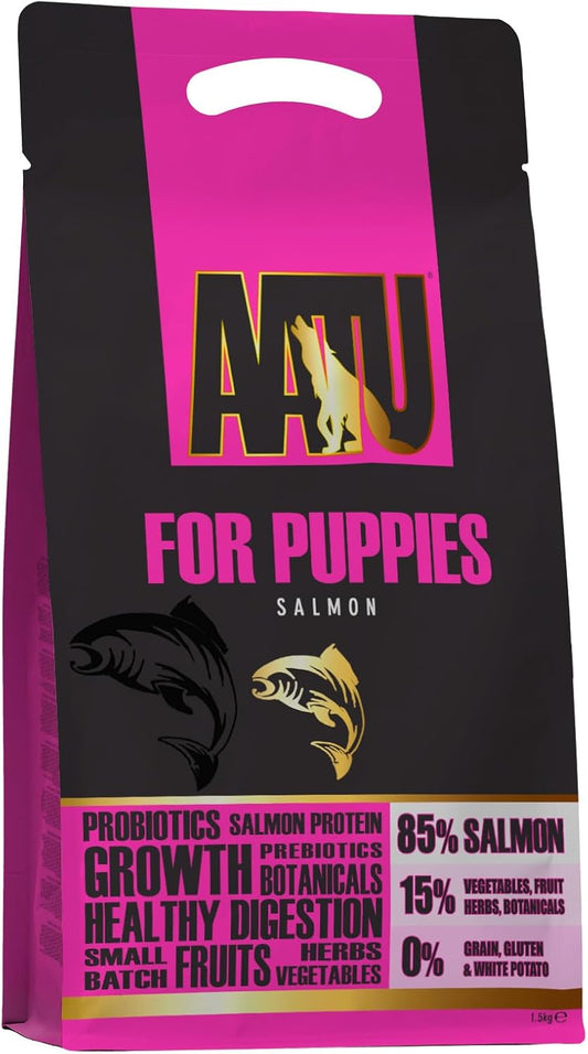 AATU 85/15 Complete Dry Puppy Food, Salmon 1.5kg - Dry Food Alternaitve to Raw Feeding, High Protein. No Nasties, No Fillers?AP1