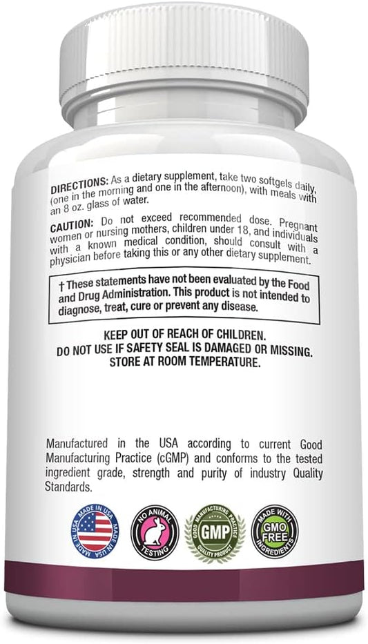 Approved Science Evening Primrose Oil - Maximum Strength - Cold Pressed - 10% GLA - Hormonal Balance, Skin and Heart Health - 60 Softgels - All Natural