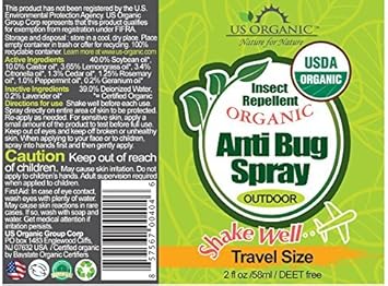 US Organic Mosquito Repellent Anti Bug Outdoor Pump Sprays, USDA Certification, Cruelty Free, Proven Results by Lab Testing, Deet-Free (2 oz Travel Size)