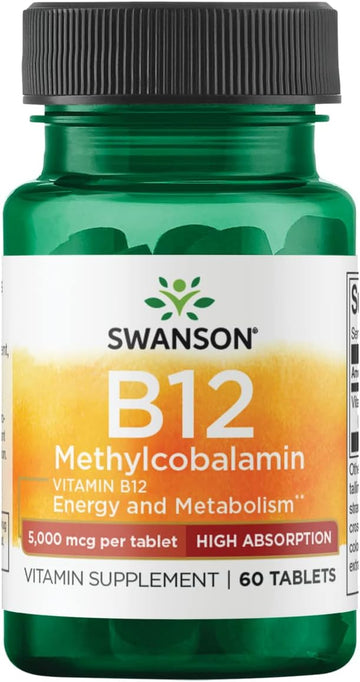 Swanson Vitamin B-12 Methylcobalamin High Absorption 5000 mcg 60 Tabs