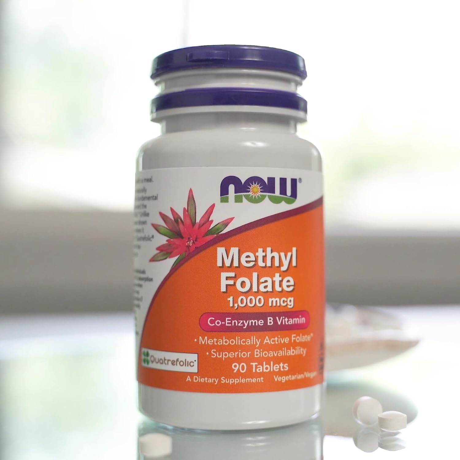 NOW Supplements, Methyl Folate 1,000 mcg, Metabolically Active Folate*, Co-Enzyme B Vitamin, 90 Tablets : Health & Household