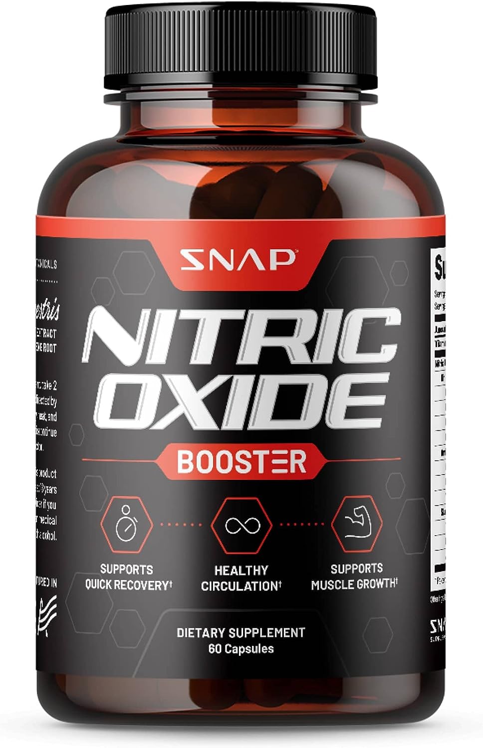 Snap Supplements Nitric Oxide Booster, Support Healthy Blood Circulation, Nitric Oxide Supplements For Men And Women, 60 Capsules