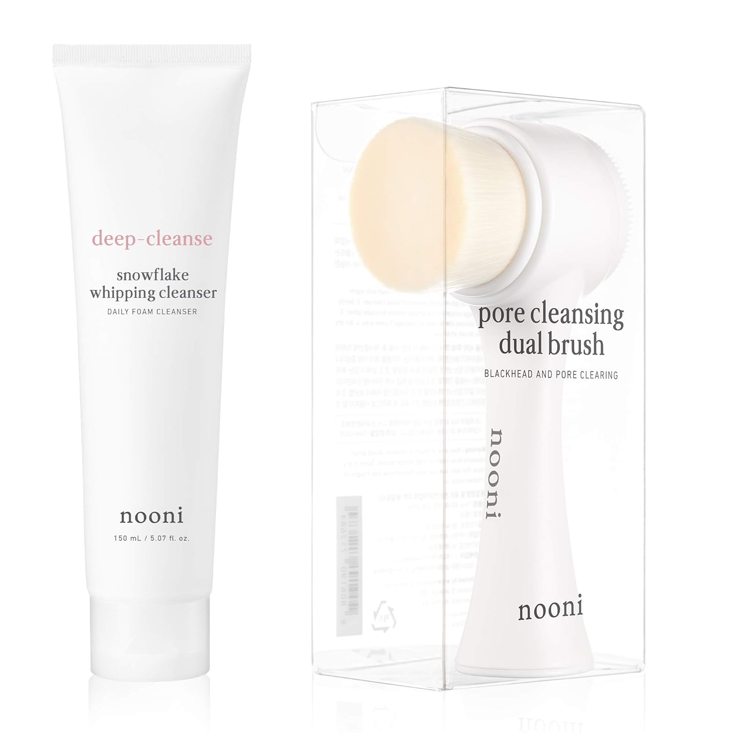 Nooni Pore Cleansing Dual Brush + Snowflake Whipping Cleanser Bundle