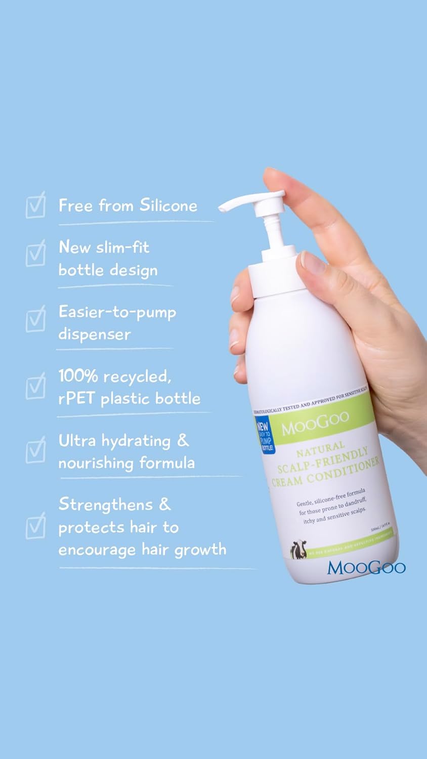 Moogoo Natural Milk Shampoo & Cream Conditioner Pack - For Itchy, Dry, Eczema, Psoriasis & Dandruff Prone Scalps – Sls, Silicone, Sulfate & Paraben Free - Natural & Gentle Formula – 2X 500Ml