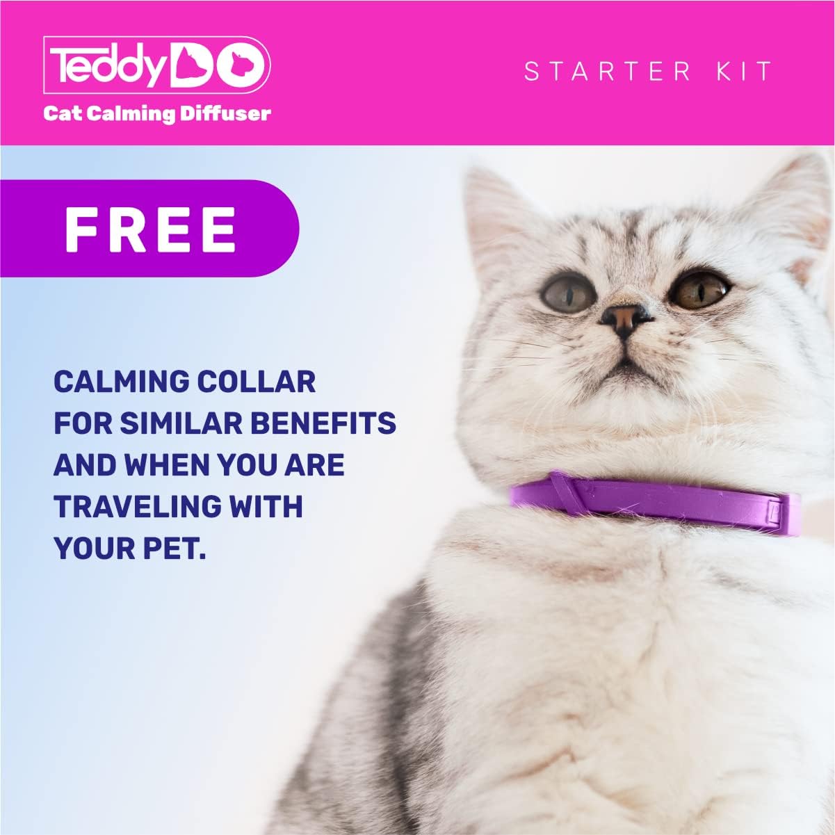 TeddyDo Calming Diffuser for Cats | UK Plug In |Days Starter Kit | Free Calming Collar | Reduce Spraying, Scratching and Other Problematic Behaviors | Calming and Relaxing Effect | 48 ml :Pet Supplies
