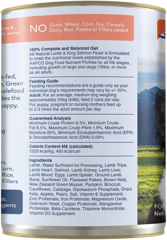 K9 Natural, Bpa-Free & Gelatin-Free Canned Dog Food, Lamb & Salmon, 13 Ounce