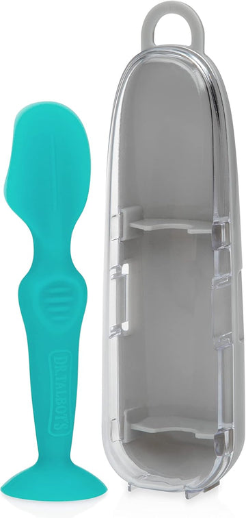 Dr. Talbot'S Diaper Cream Brush For Babies - Diaper Rash Cream Applicator With Suction Base And Hygienic Case - Mini Size - Aqua Blue