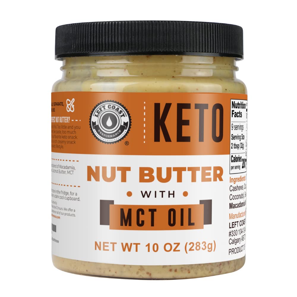 Keto Nut Butter Fat Bomb, Crunchy - Macadamia Low Carb Nut Butter Blend, Keto Almond Butter with MCT Oil, Cashews (10oz)