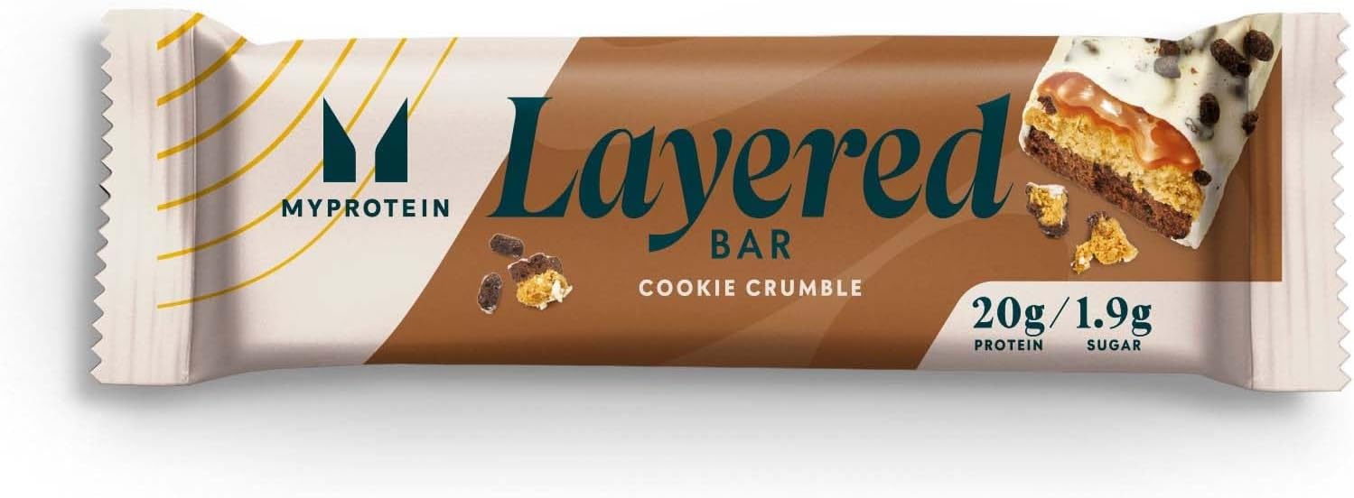 Myprotein Layered Protein Bar - Vanilla Birthday Cake Flavor, 20G Protein, Low Sugar & High Fibre, 12 X 60G Bars, Multilayered Snack For Active Lifestyles