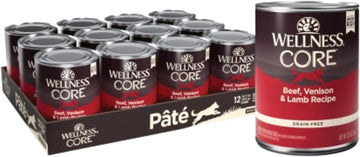 Wellness Natural Pet Food Core Natural Wet Grain Free Canned Dog Food, Beef, Venison & Lamb, 12.5-Ounce Can (Pack Of 12)