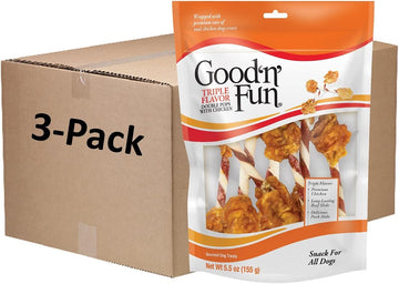 Good ’N’ Fun Triple Flavor Double Pops With Chicken 5.5 Ounces, Gourmet Dog Snacks (3 Pack)