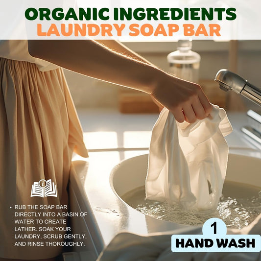 Hypoallergenic Citrus Organic laundry soap bar for sensitive skin - delicate stain remover clothes, underwear, collar - 3 PCS