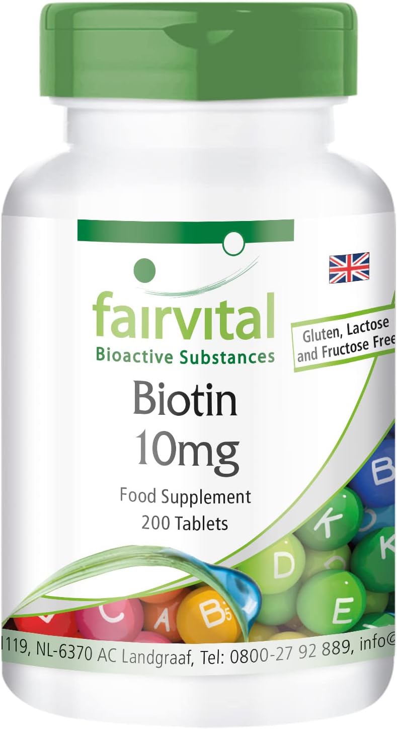 Fairvital | Biotin 10mg - HIGH DOSAGE - VEGAN - 200 tablets - vitamin B7