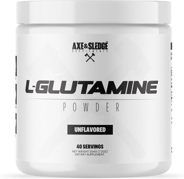 Axe & Sledge Basics Glutamine | 5G Pure L-Glutamine Per Serving, Unflavored, 40 Servings | No Fillers, Sweeteners, Or Artificial Substances, Supports Muscle Recovery & Performance