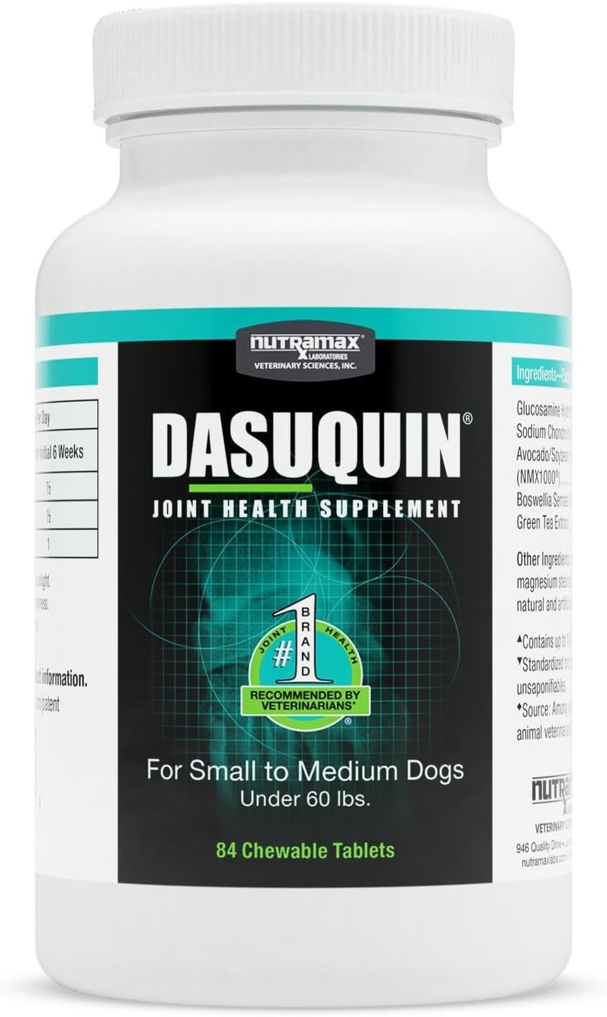 Nutramax Dasuquin Joint Health Supplement for Small to Medium Dogs - With Glucosamine, Chondroitin, ASU, Boswellia Serrata Extract, Green Tea Extract, 84 Chewable Tablets (White)