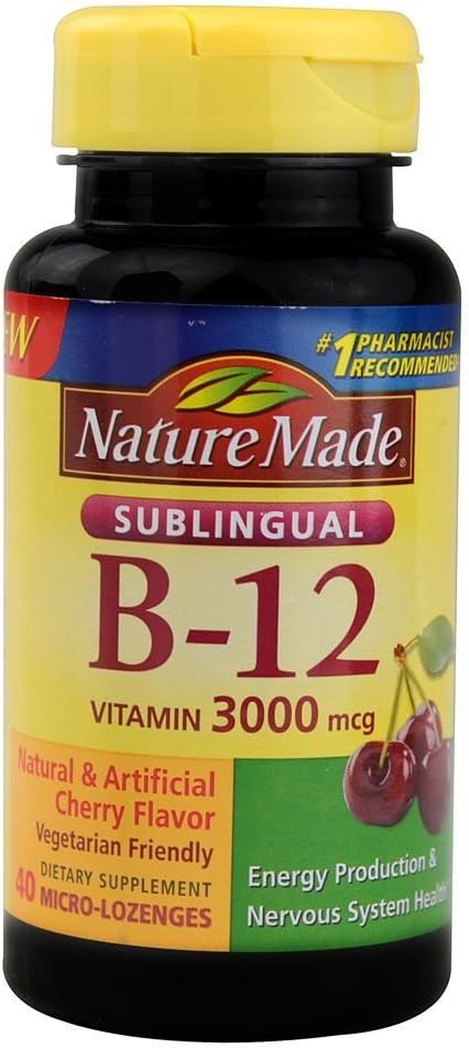 Nature Made Vitamin B-12 3000 MCG Sublingual, 40 Count (Pack of 3) : Health & Household