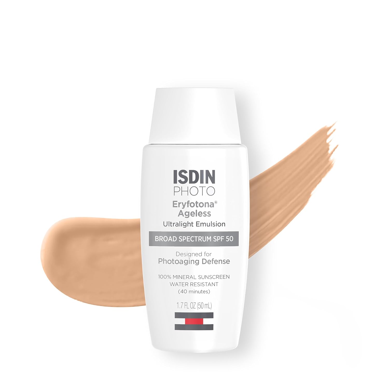 Isdin Eryfotona Ageless Sunscreen Zinc Oxide And 100% Mineral Tinted Sunscreen Spf 50+