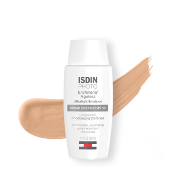 Isdin Eryfotona Ageless Sunscreen Zinc Oxide And 100% Mineral Tinted Sunscreen Spf 50+