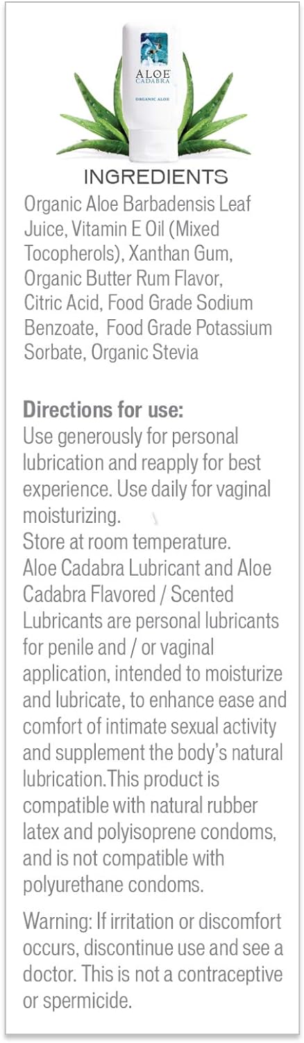 Aloe Cadabra Personal Lubricant, Natural Butter Rum Flavored Lube for Women, Men & Couples, 2.5 Ounce (Pack of 2)