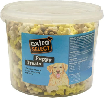 Extra Select Puppy Bones Dog Treat Biscuits in a 3ltr Bucket (approx 1070 biscuits)?01SBT19