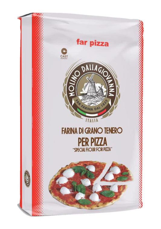 Molino Dallagiovanna Rossa 00 Pizza Flour - Farina Di Grano Tenero Italia (Avpn Grade) Soft Wheat Flour Special For Pizza, For Professional Use - 5Kg (11Lb) 14,0 Protein 390 W