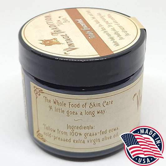 Vintage Tradition Beef Tallow All Purpose Balm - Healing, Hydrating Lavender Oil Skin Care Salve Replaces Body Lotion, Hand Cream, More - Essential Oil, Olive Oil, And Grass-Fed Tallow, 2 Fl. Oz
