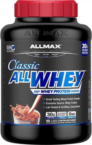 ALLMAX Classic ALLWHEY, Chocolate - 5 lb - 30 Grams of Protein Per Sco