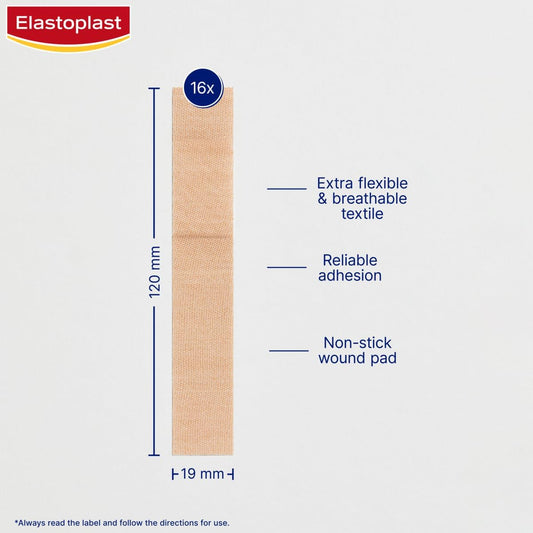 Elastoplast Extra Flexible Finger Strip Plasters (16 Pieces), Flexible And Durable Plasters For Fingers, Stretchy Fabric Plasters, Plasters Waterproof