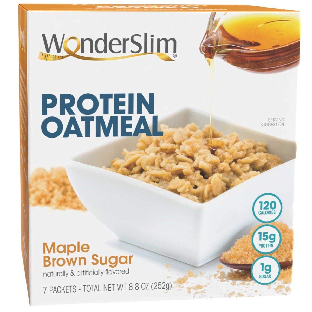 WonderSlim Instant Protein Oatmeal, Maple Brown Sugar, Gluten Free, Low Carb, Low Sugar (7ct)