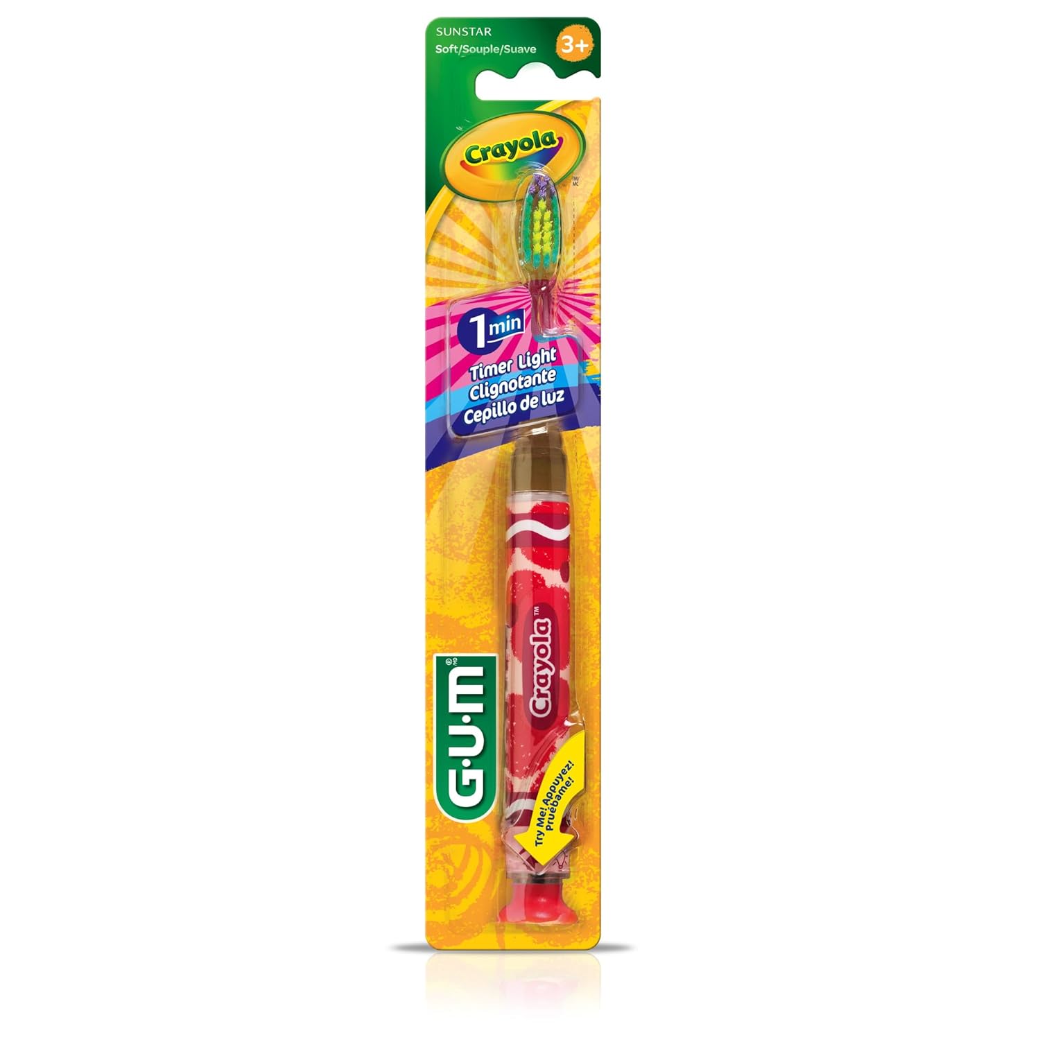 Gum Crayola Timer Light Toothbrush For Kids, Soft Bristles, Suction Cup Base, Children & Toddler Toothbrush 3 Year Old + (6Pk) : Health & Household