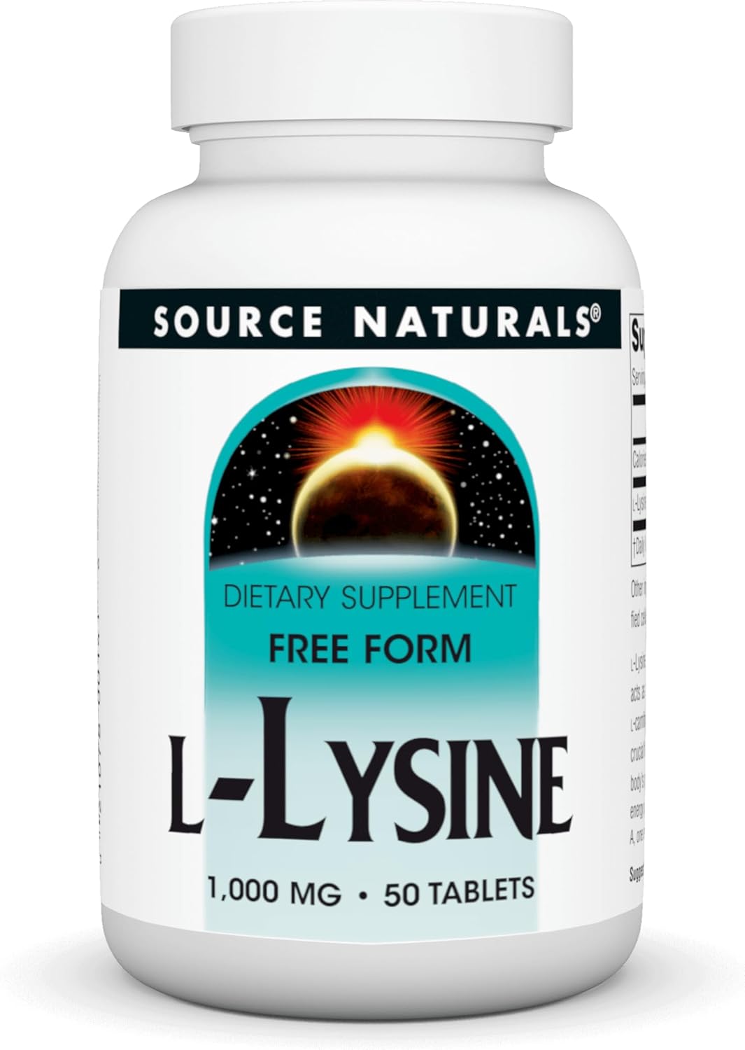 Source Naturals L-Lysine Free Form - Amino Acid Supplement Supports Energy Formation & Collagen* - 1000 Mg - 50 Tablets