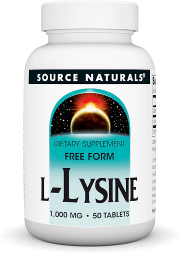 Source Naturals L-Lysine Free Form - Amino Acid Supplement Supports Energy Formation & Collagen* - 1000 Mg - 50 Tablets