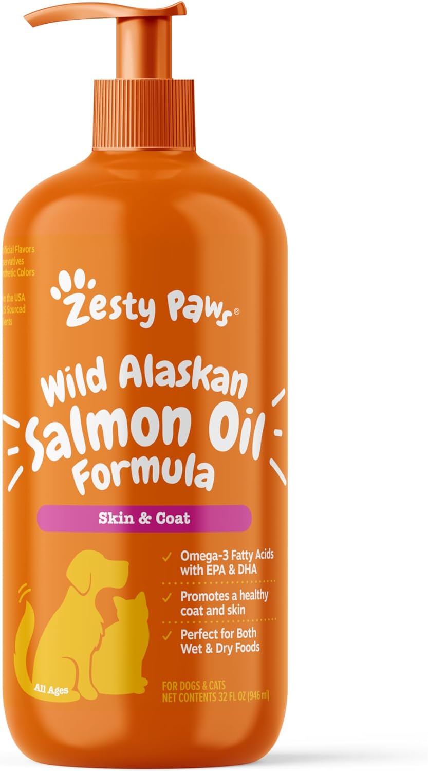 Wild Alaskan Salmon Oil Formula For Dogs & Cats - Omega 3 Skin & Coat Support - Liquid Food Supplement For Pets - Natural Epa + Dha Fatty Acids For Joint Function, Immune & Heart Health 32Oz