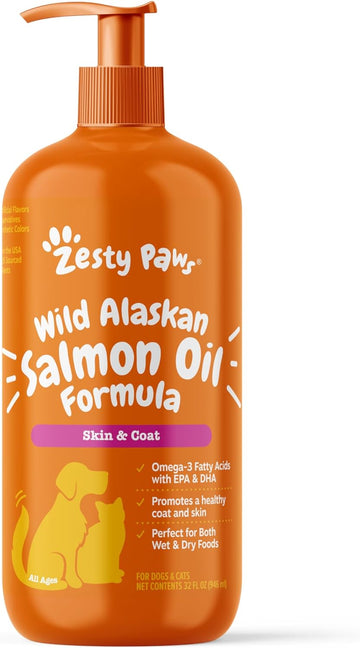 Wild Alaskan Salmon Oil Formula For Dogs & Cats - Omega 3 Skin & Coat Support - Liquid Food Supplement For Pets - Natural Epa + Dha Fatty Acids For Joint Function, Immune & Heart Health 32Oz