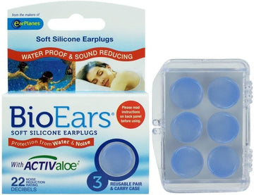 Bio Ears Soft Silicone Earplugs Protection - 3 Pairs (2 Pks (6 Pairs), Light Blue)