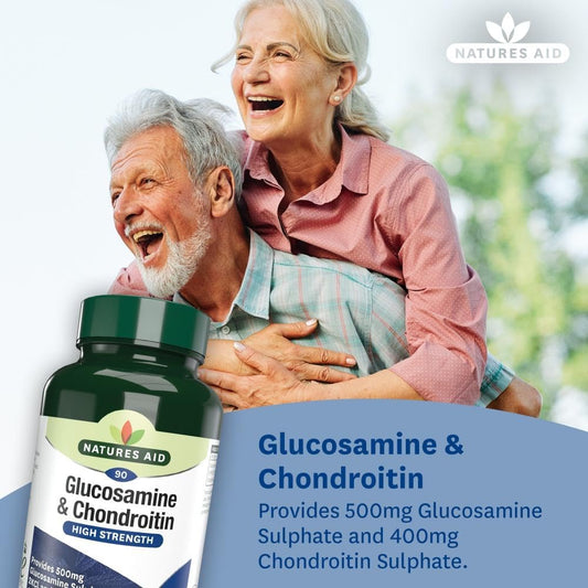 Natures Aid Glucosamine Sulphate 500Mg & Chondroitin 400Mg - High Potency Joint Supplement - Supports Mobility, Flexibility, Cartilage & Collagen Health - Gluten-Free, Non-Gmo - 60 Capsules