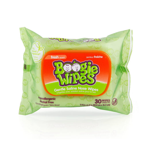 Boogie Wipes, Wet Wipes For Baby And Kids, Nose, Face, Hand And Body, Soft And Sensitive Tissue Made With Natural Saline, Aloe, Chamomile And Vitamin E, Fresh Scent, 30 Count (Pack Of 12)