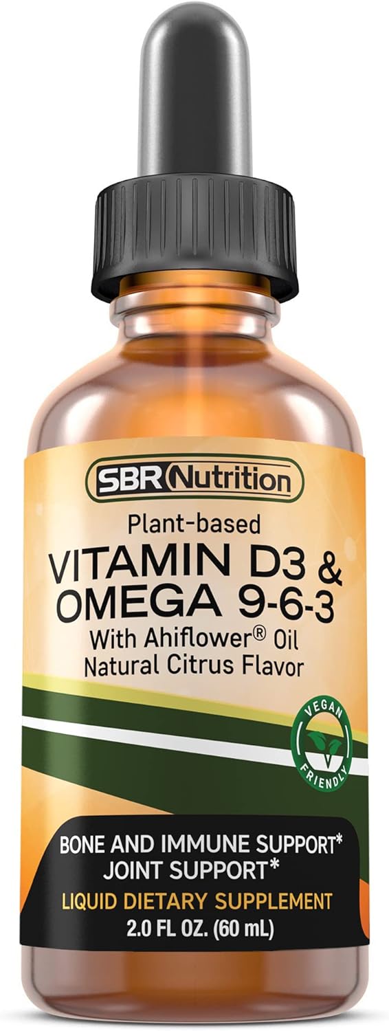 SBR Nutrition Plant-Based Vitamin D3 and Omega 3-6-9 Liquid Dietary Su