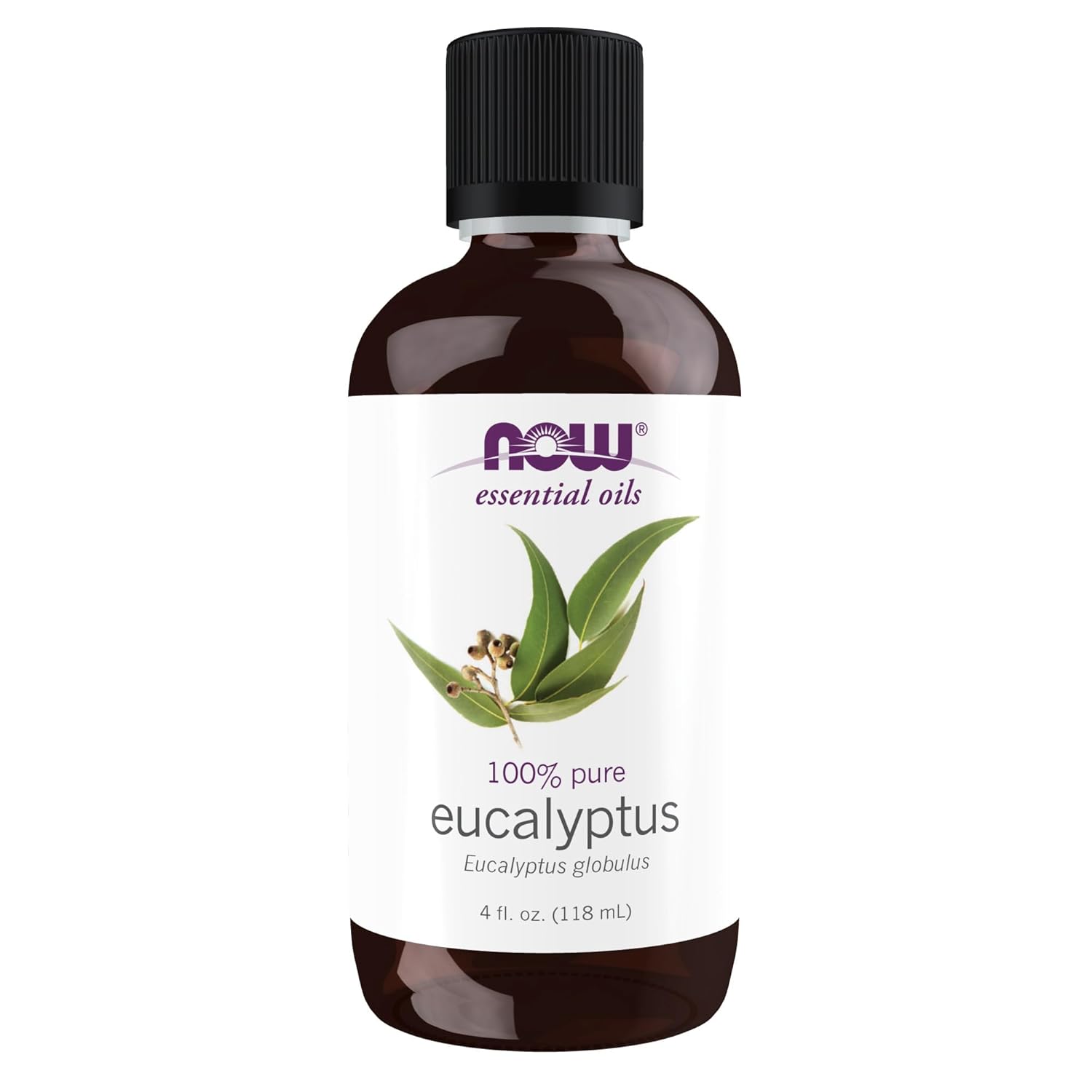 Now Essential Oils, Eucalyptus Oil, Clarifying Aromatherapy Scent, Steam Distilled, 100% Pure, Vegan, Child Resistant Cap, 4-Ounce