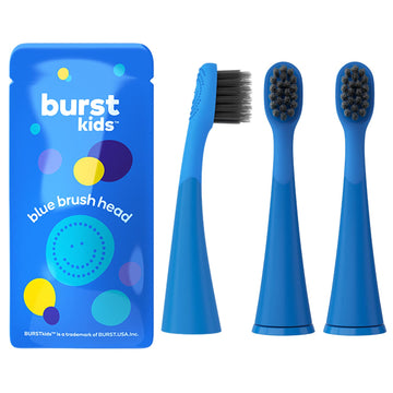 BURSTkids Toothbrush Heads 3-Pack - Genuine BURST Kids Electric Toothbrush Replacement Heads for a Perfect Fit - Ultra Soft Bristles for Deep Clean – 9 Month Supply of Brush Heads, Blue