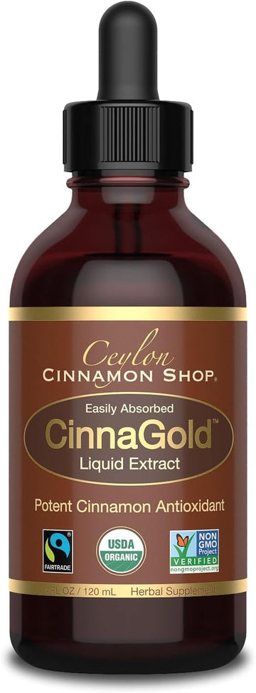 CinnaGold? Organic Ceylon Cinnamon (100% Certified) Supplement, High-Potency Liquid Extract, 4 oz. ? Super Antioxidant