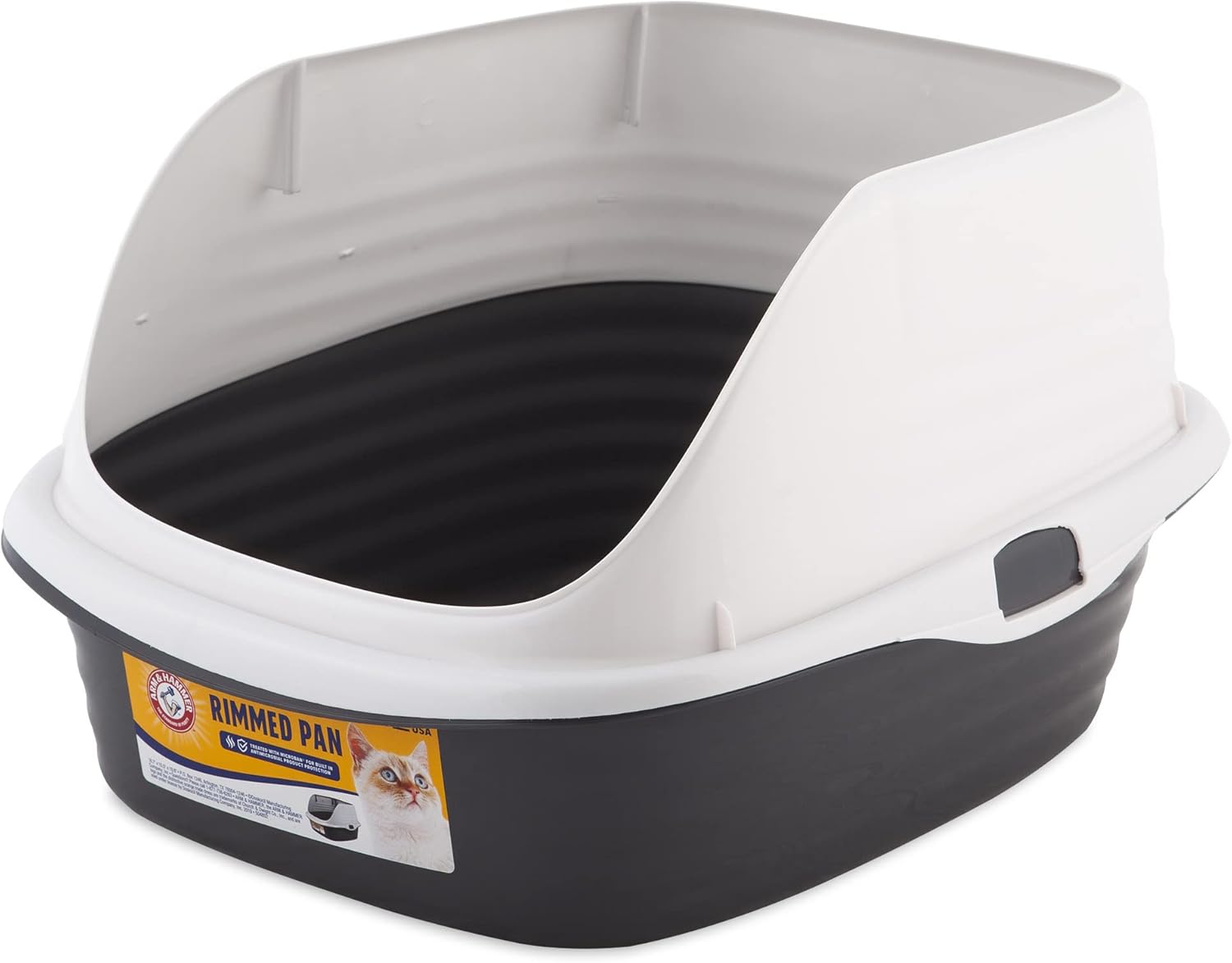 Arm & Hammer Rimmed Cat Litter Box With High Sides And Microban