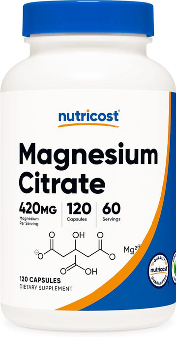 Nutricost Magnesium Citrate 420mg, 60 Servings (210mg Per Capsule, 120 Vegetarian Capsules) - Gluten Free, Non-GMO Supplement